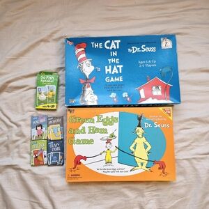Dr. Seuss Cat In The Hat + Dr. Seuss Green Eggs and Ham Board Game Lot